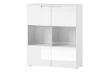 Elegant Santino White Gloss Display Cabinet with Glass Doors and Internal Shelves - UK Luxury Furniture